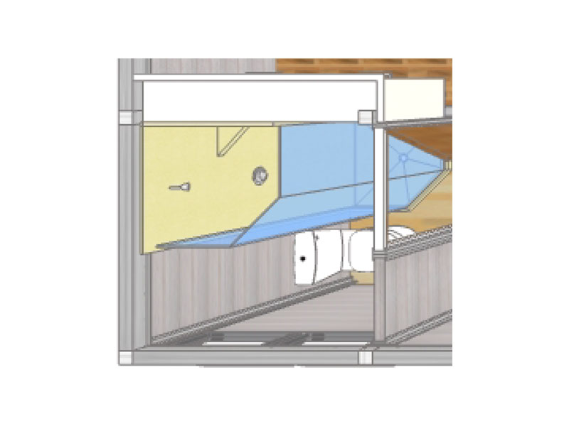 3D plan of the shower room in the Luxury Garden Annex