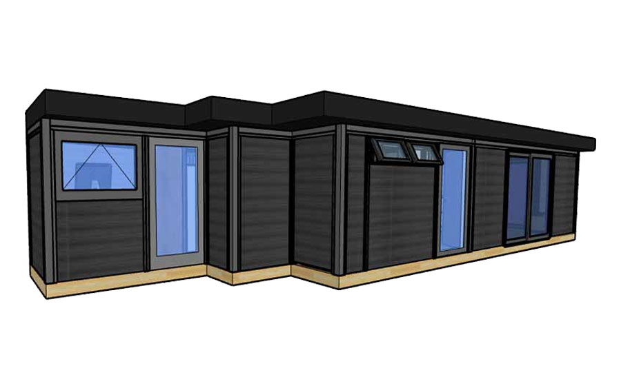 3D render of the Garden Annex with office showing the stepped front