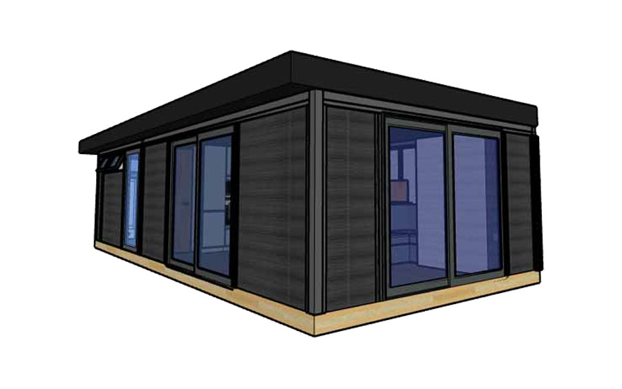 3D render of the Garden Annex with office from the corner