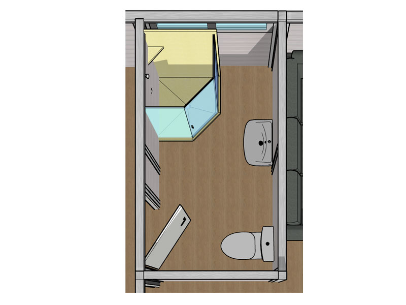 3D plan of the shower room in the Garden Annex with Wetroom