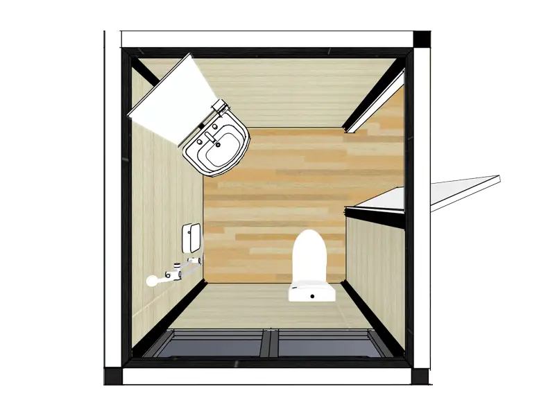 3D plan of the wet room in the 2-Bed Garden Annex with Wetroom