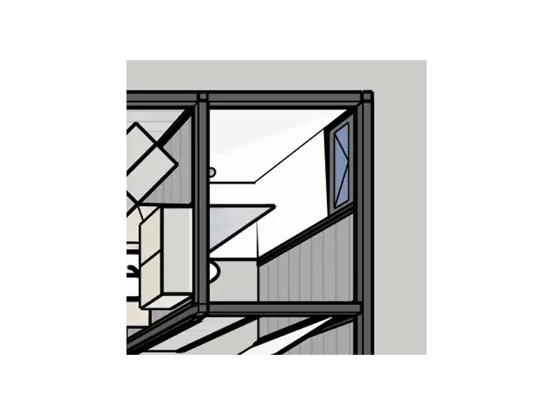 3D plan of the shower room in the Large 1 Bedroom Garden Annex