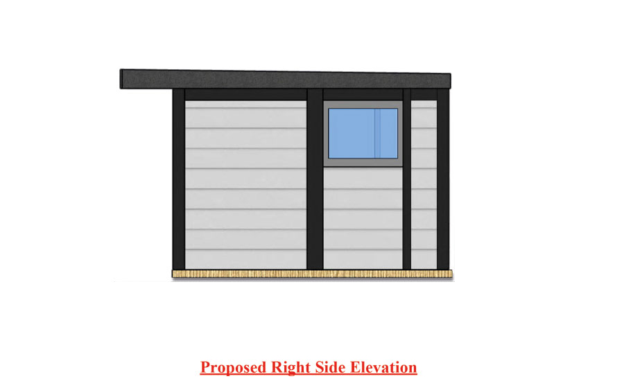 Right side elevation drawing of the Open Plan Living annexe