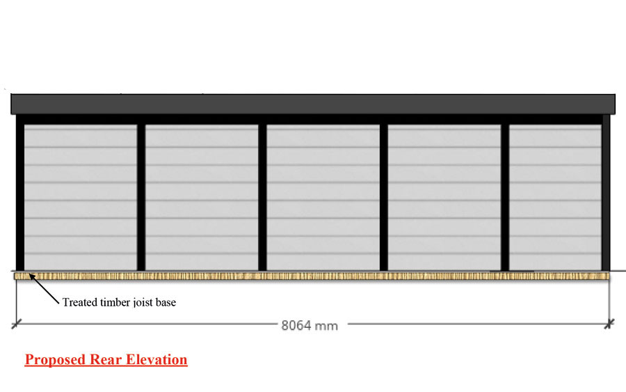 Rear elevation drawing of the Separate Living and Bedroom annexe