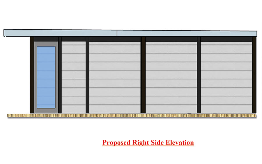 Right side elevation drawing of the 1 Bedroom L-Shaped annexe