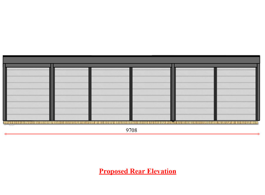 Rear elevation drawing of the 2 Bedroom L-Shaped annexe