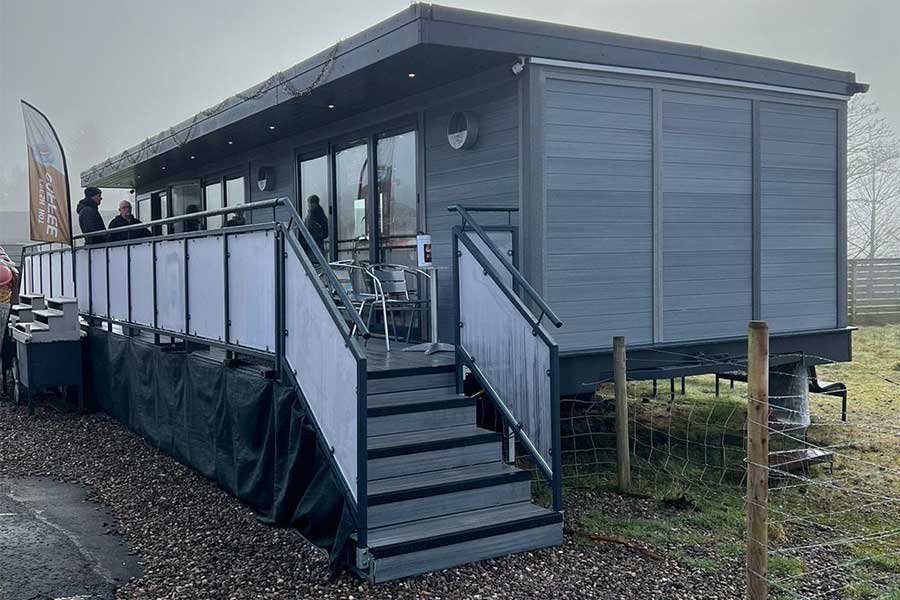 Garden office from composite garden buildings used as a roadside cafe