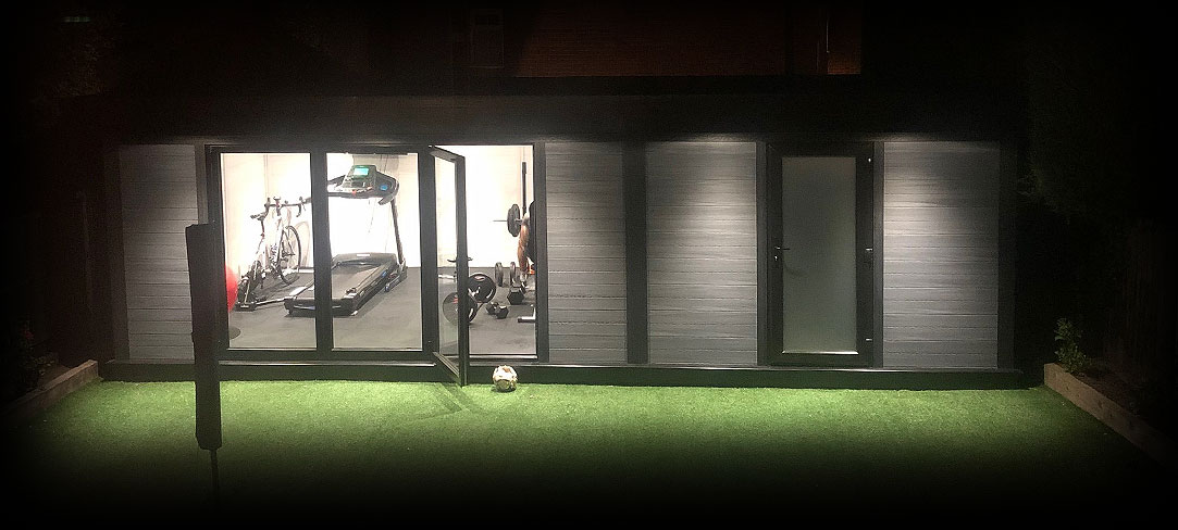 Garden Room Gym At Night With Lights On