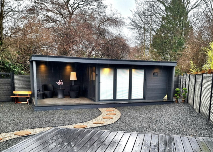 Dark Grey Composite Garden Building With Canopy