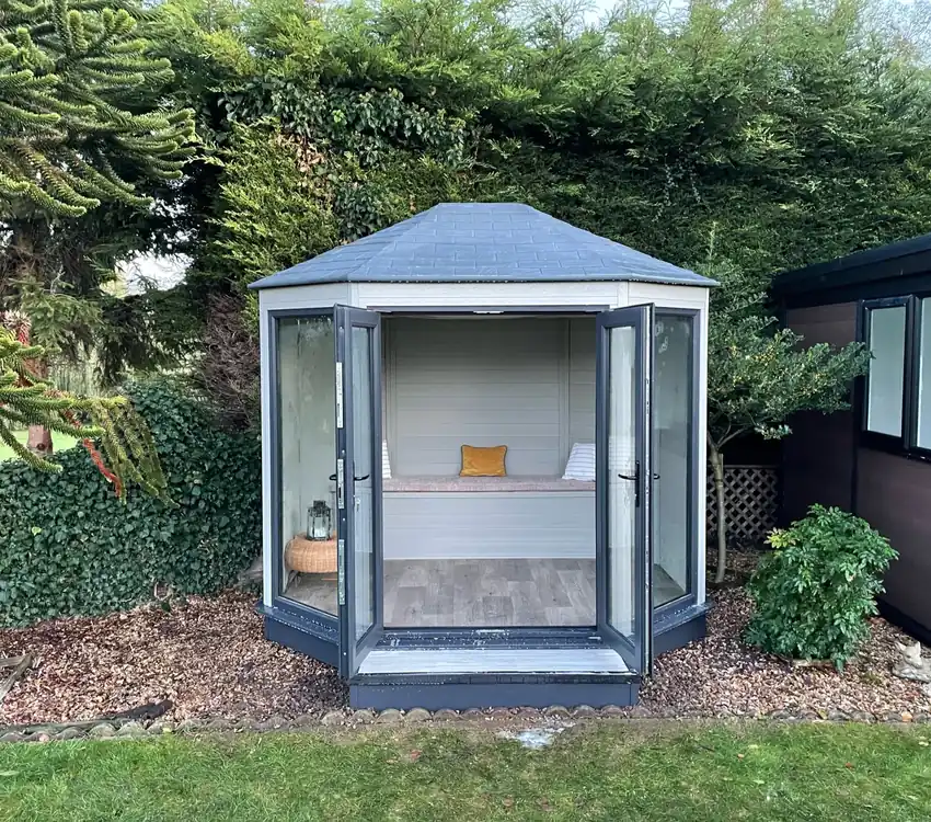 Composite summer house octagonal with window seat